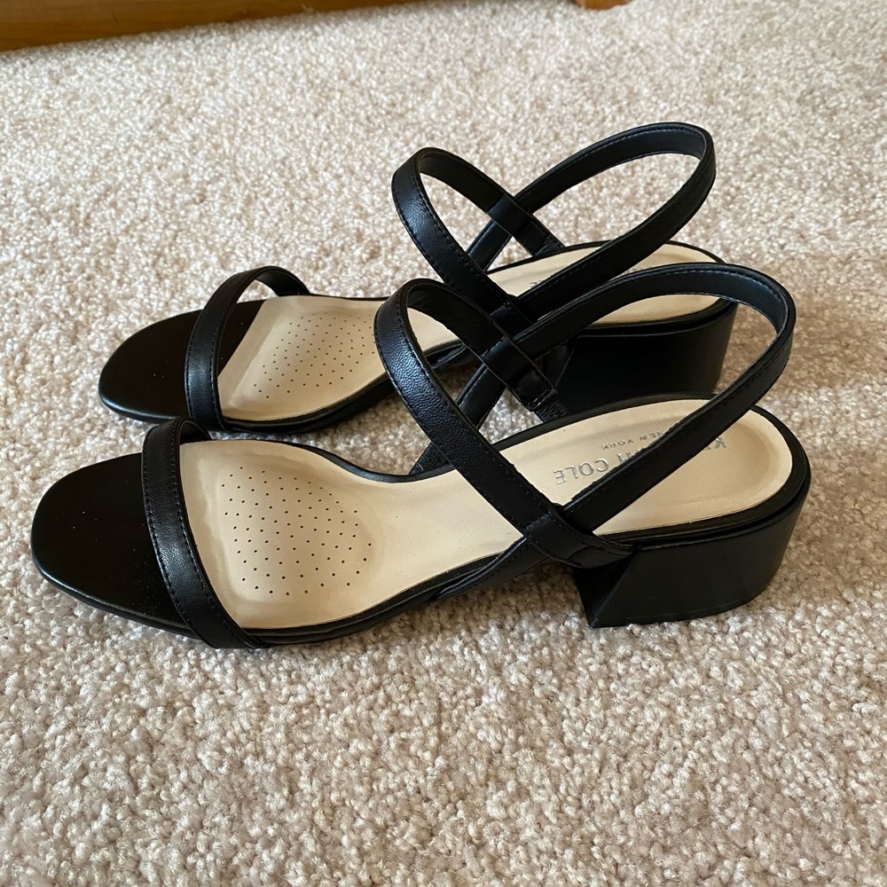 New womens Kenneth Cole strappy block heel sandals sz 9 black Maisie